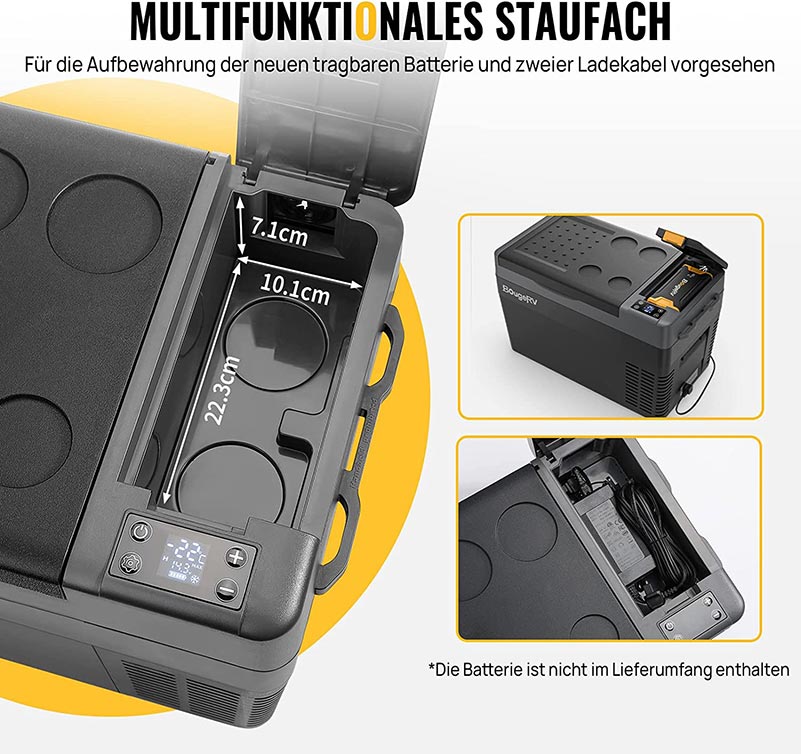 BougeRV CRPRO 20L 12V Tragbarer Auto Kühlschrank Schwarz