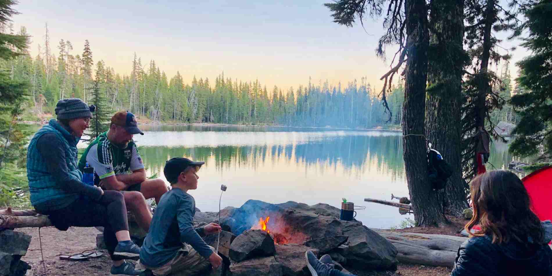 Ein Familien camping ausflug