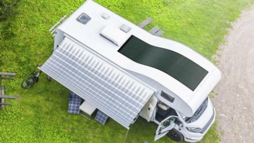 Flexibles CIGS-Solarpanel an einem Wohnmobil, das ästhetisch ansprechend aussieht