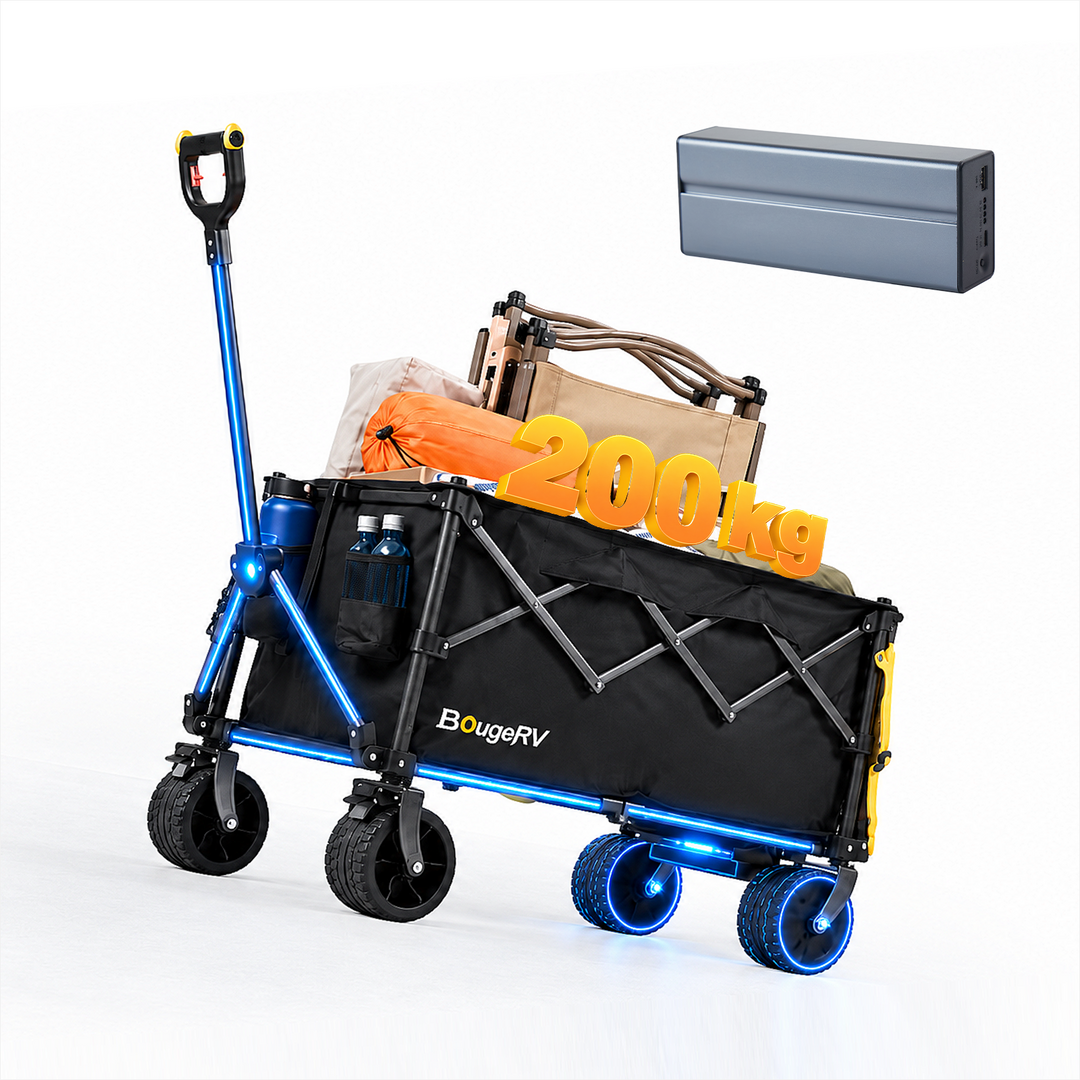 BougeRV Elektrischer Bollerwagen faltbar, 200 kg, für Camping, Garten & Strand
