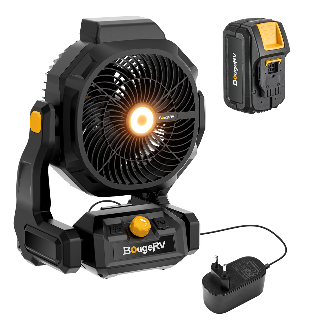 BougeRV F02 Tragbarer kabelloser Baustellen- und Außenventilator mit 144-Wh-Akku