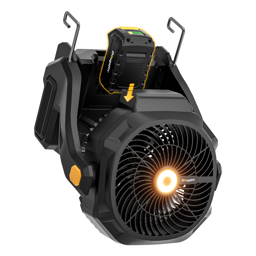 BougeRV F02 Tragbarer kabelloser Baustellen- und Außenventilator mit 144-Wh-Akku