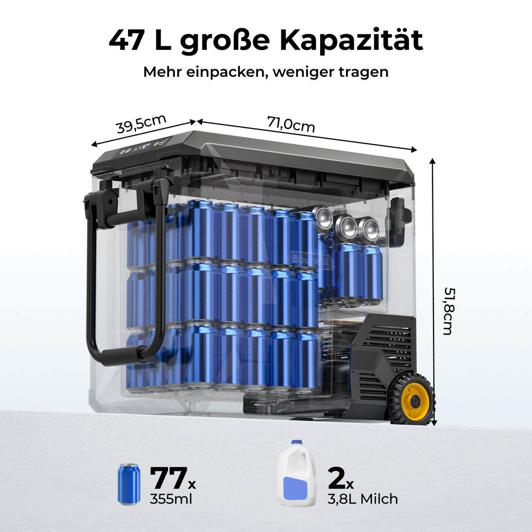 BougeRV Neuer ASPEN S50 12V 47 L tragbarer Kühlschrank (Mit Rollen)