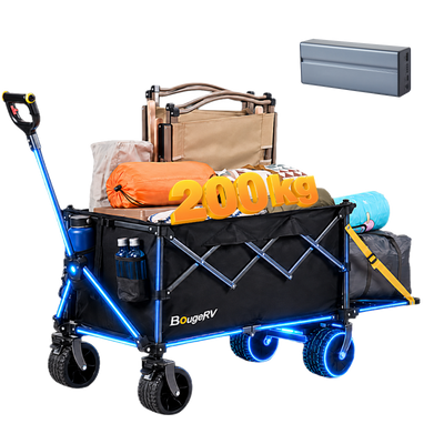 BougeRV Elektrischer Bollerwagen faltbar, 200 kg, für Camping, Garten & Strand