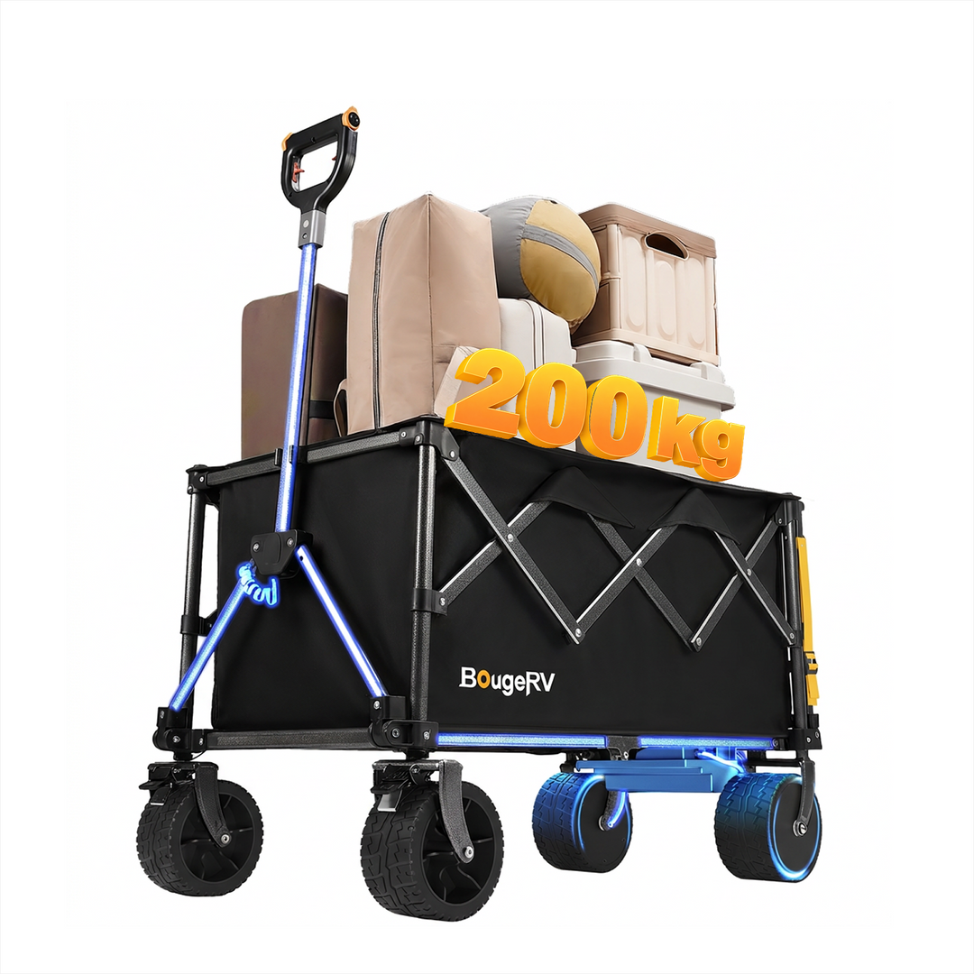 BougeRV Elektrischer Bollerwagen faltbar, 200 kg, für Camping, Garten & Strand