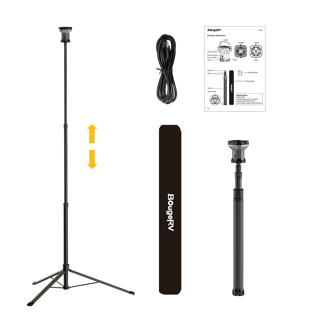 BougeRV Weitwinkel Camping Teleskopleuchte