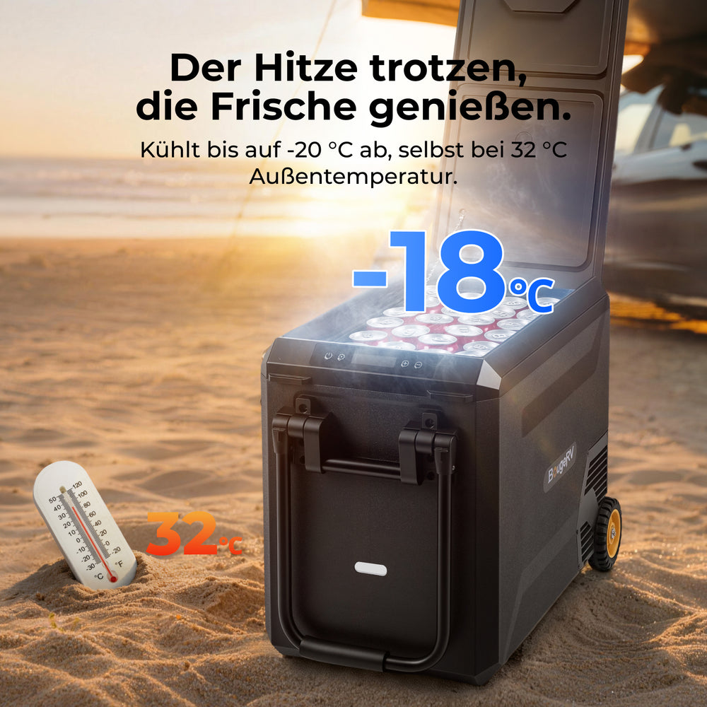 BougeRV Neuer ASPEN S50 12V 47 L tragbarer Kühlschrank (Mit Rollen)