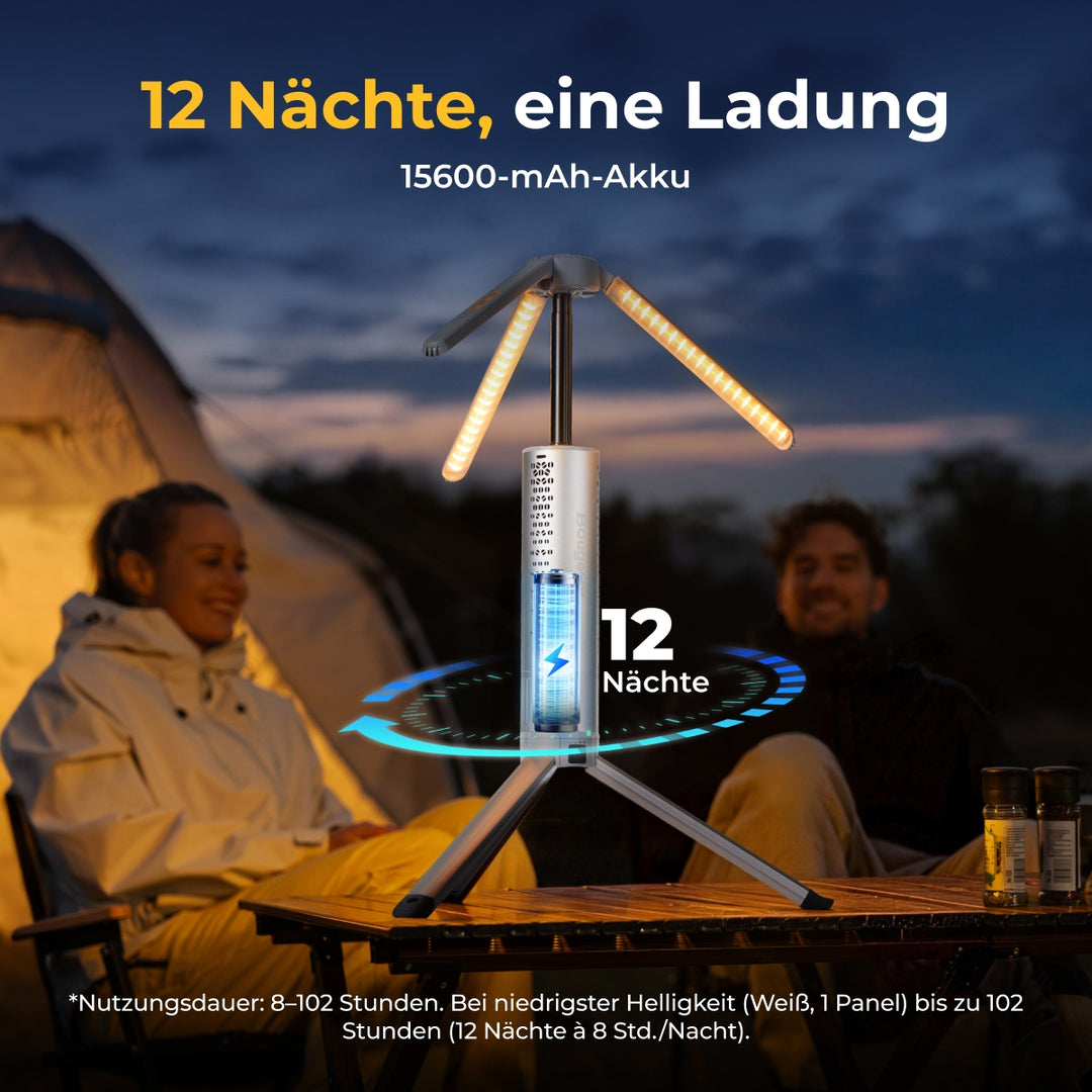 BougeRV Neue T1 tragbare teleskopische Campinglampe (Silber)