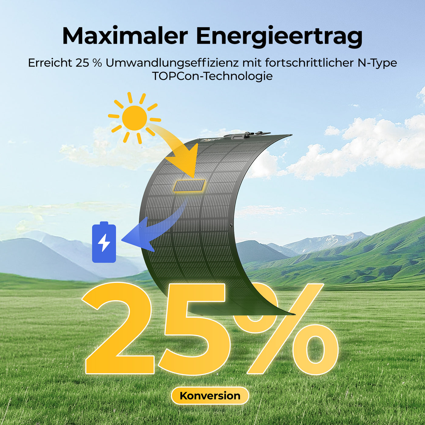 BougeRV Arch Pro 100W N-Typ TOPCon flexibles Solarpanel (12/24V kompatibel)
