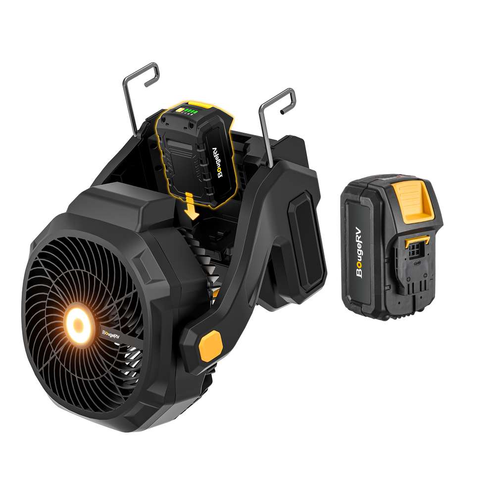 BougeRV F02 Tragbarer kabelloser Baustellen- und Außenventilator mit 144-Wh-Akku