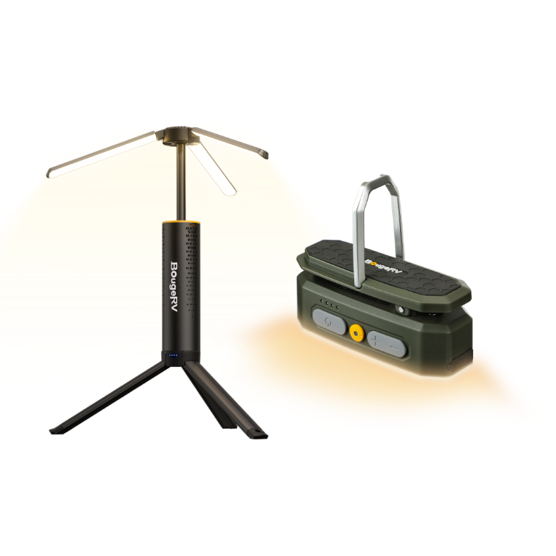 BougeRV Neue T1 tragbare teleskopische Campinglampe (Schwarz)