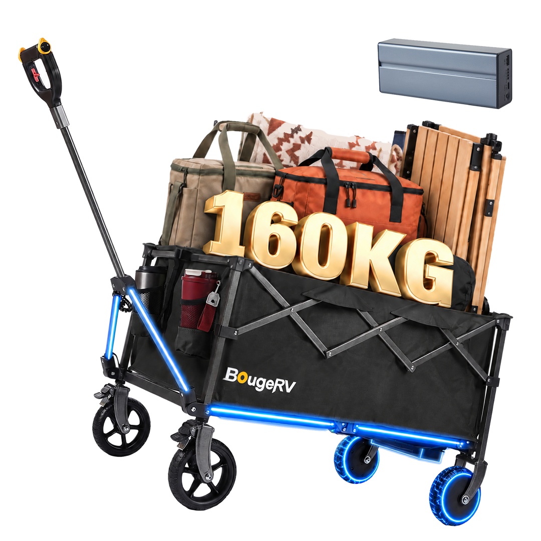 BougeRV LiteRover Faltbarer Elektro-Bollerwagen für Camping  (Schwarz)