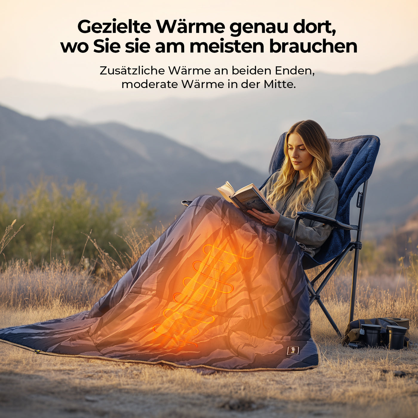 BougeRV 12V tragbare elektrische Decke (Blau)