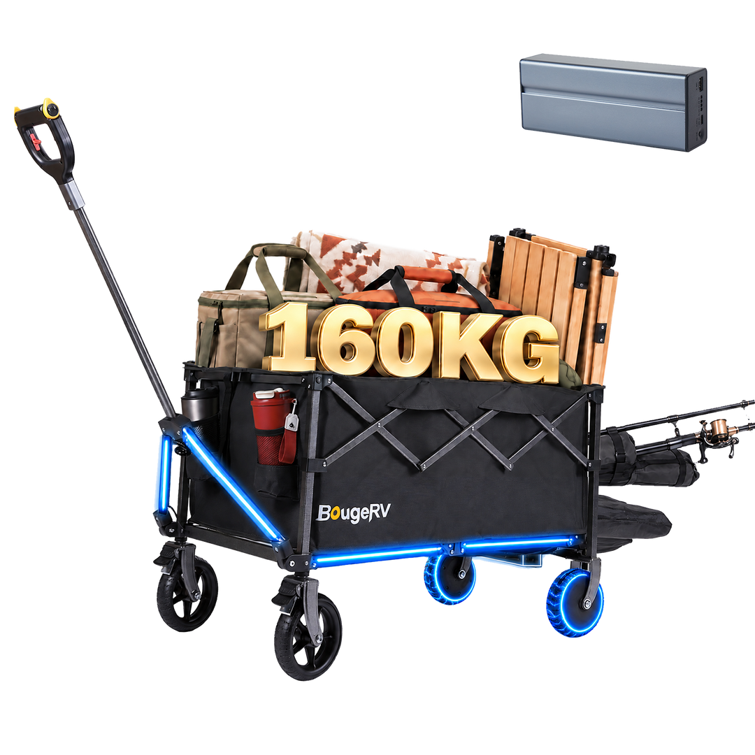 BougeRV LiteRover Faltbarer Elektro-Bollerwagen für Camping  (Schwarz)