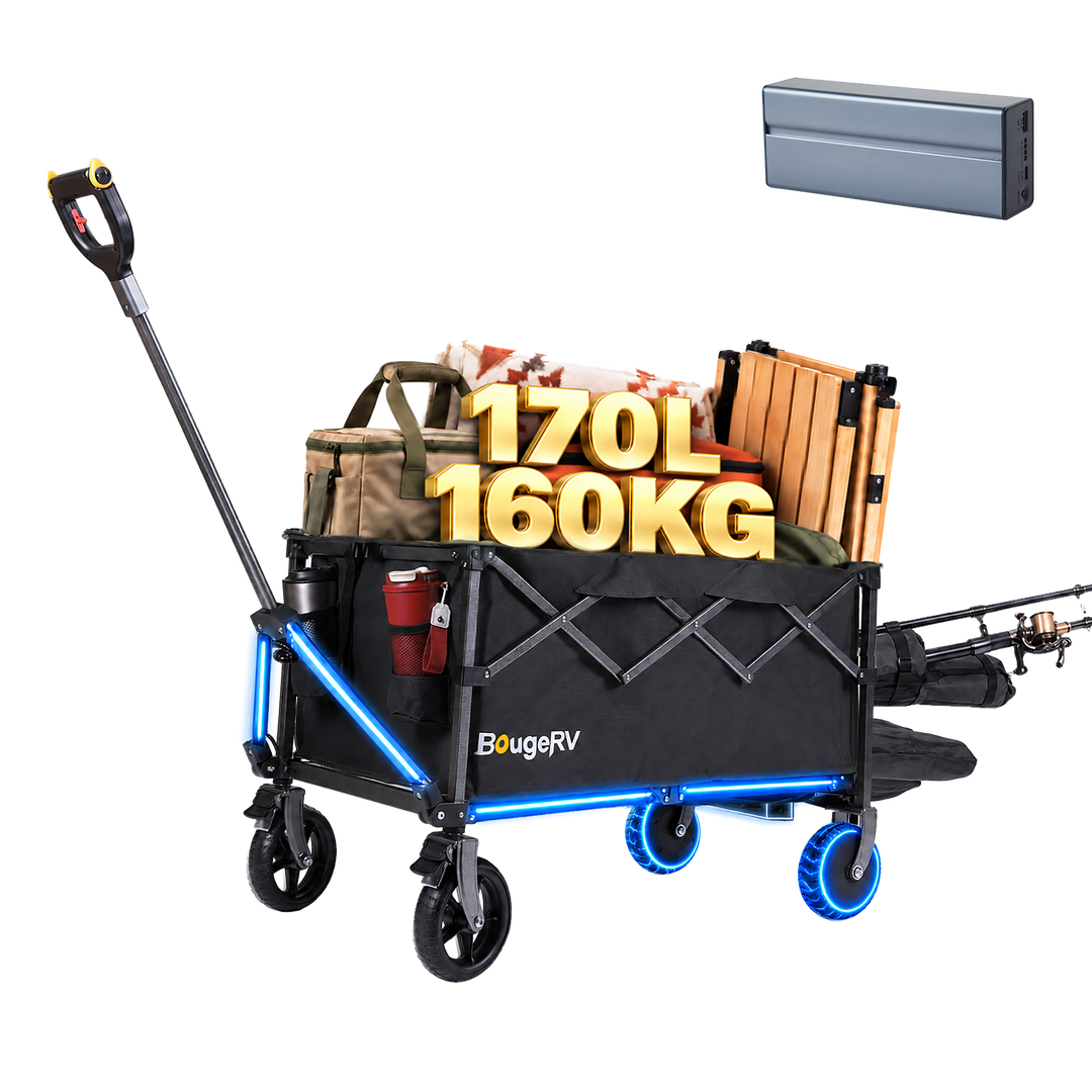 BougeRV LiteRover Faltbarer Elektro-Bollerwagen für Camping  (Schwarz)