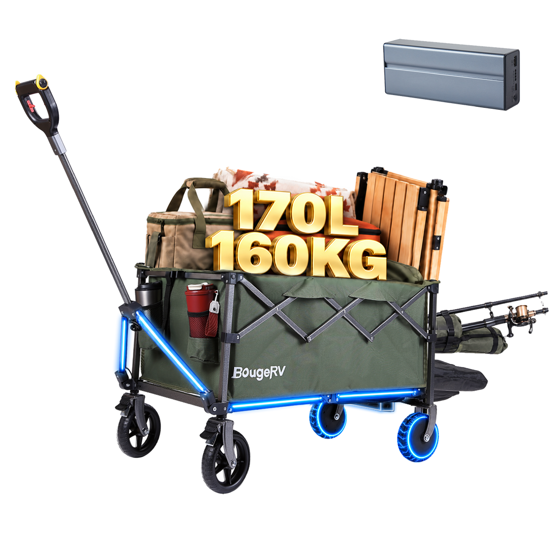 BougeRV LiteRover Faltbarer Elektro-Bollerwagen für Camping (Grün)