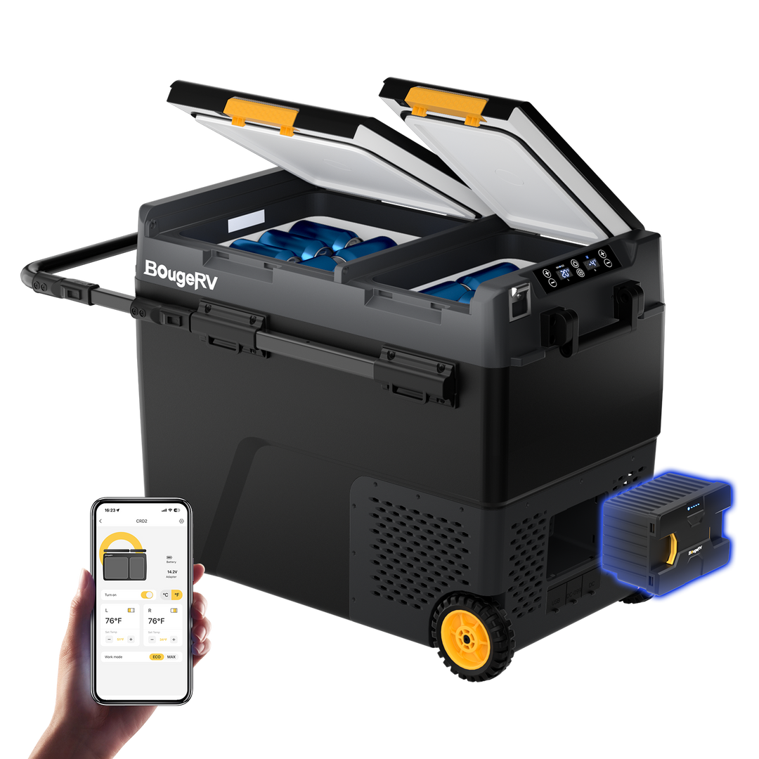 BougeRV CRD2 57L Zwei Zonen Doppeltür Kompressor Kühlbox Auto