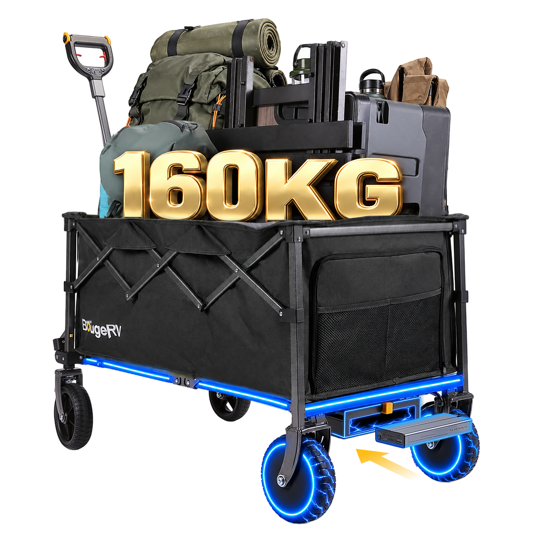 BougeRV LiteRover Faltbarer Elektro-Bollerwagen für Camping  (Schwarz)