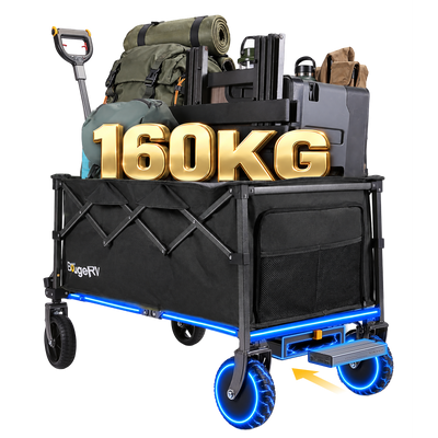 BougeRV LiteRover Faltbarer Elektro-Bollerwagen für Camping  (Schwarz)