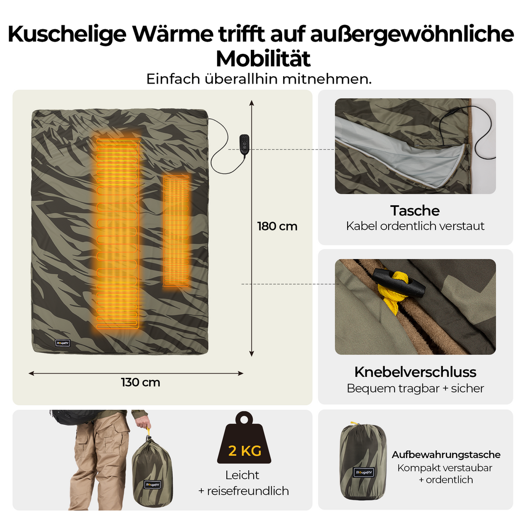 BougeRV 12V tragbare elektrische Decke (Grün)