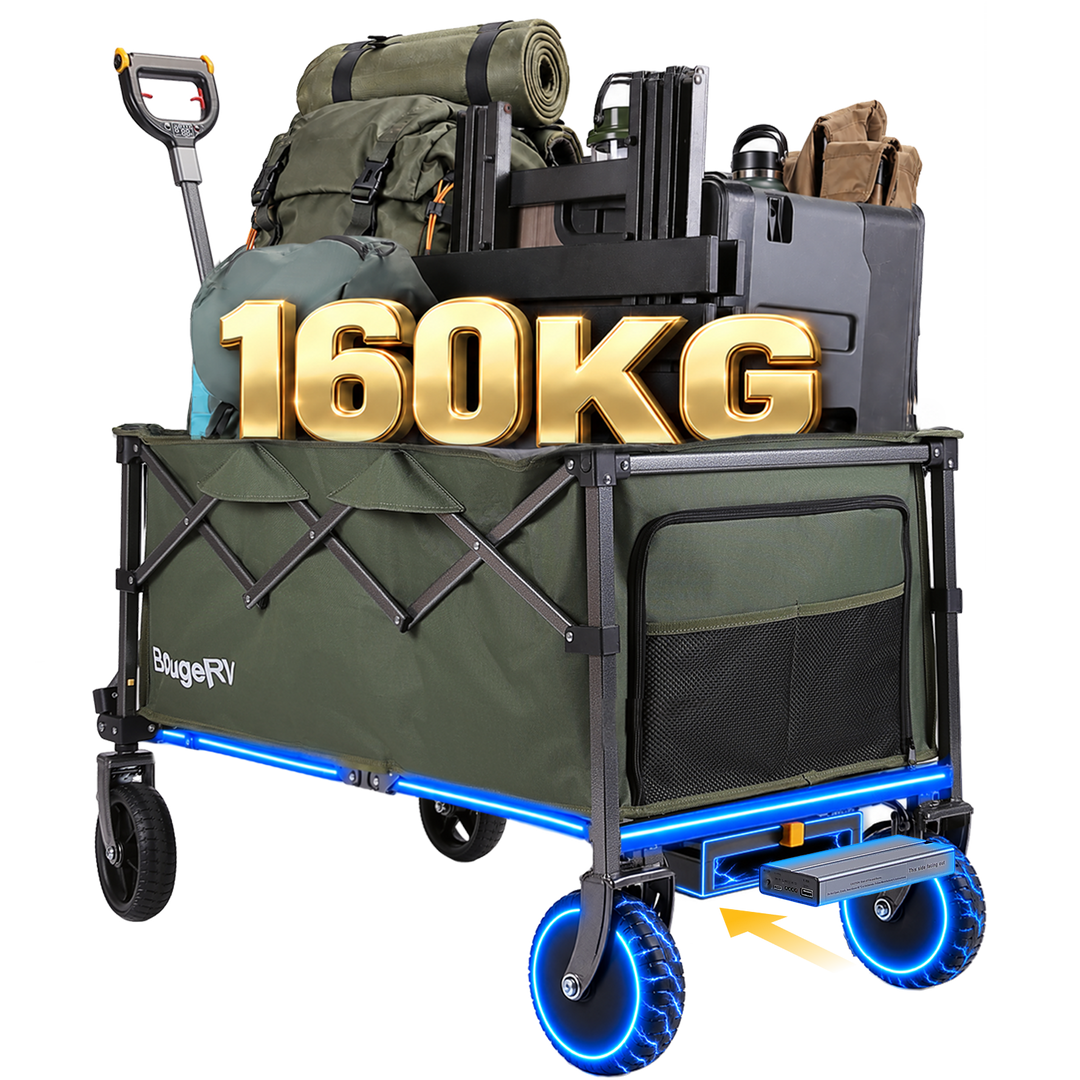 BougeRV LiteRover Faltbarer Elektro-Bollerwagen für Camping (Grün)