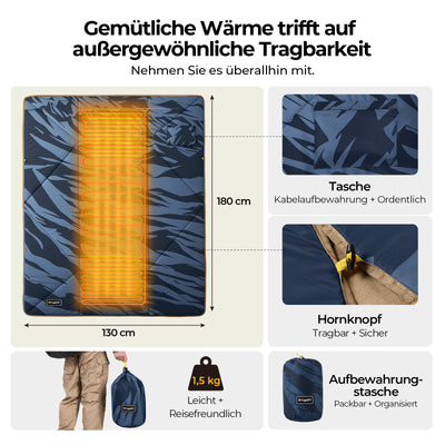 BougeRV 12V tragbare elektrische Decke (Blau)