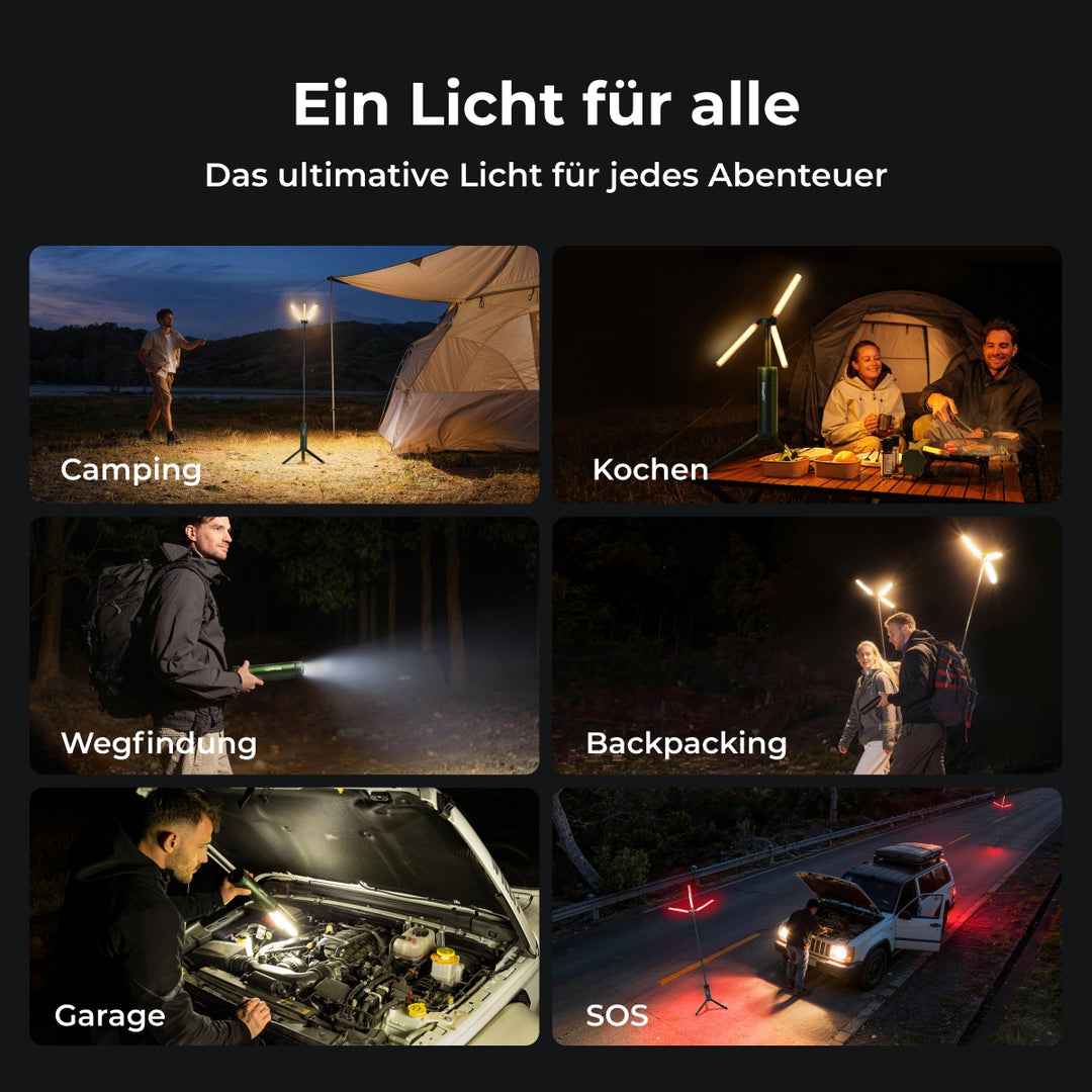 BougeRV Neue T1 tragbare teleskopische Campinglampe (Grün)