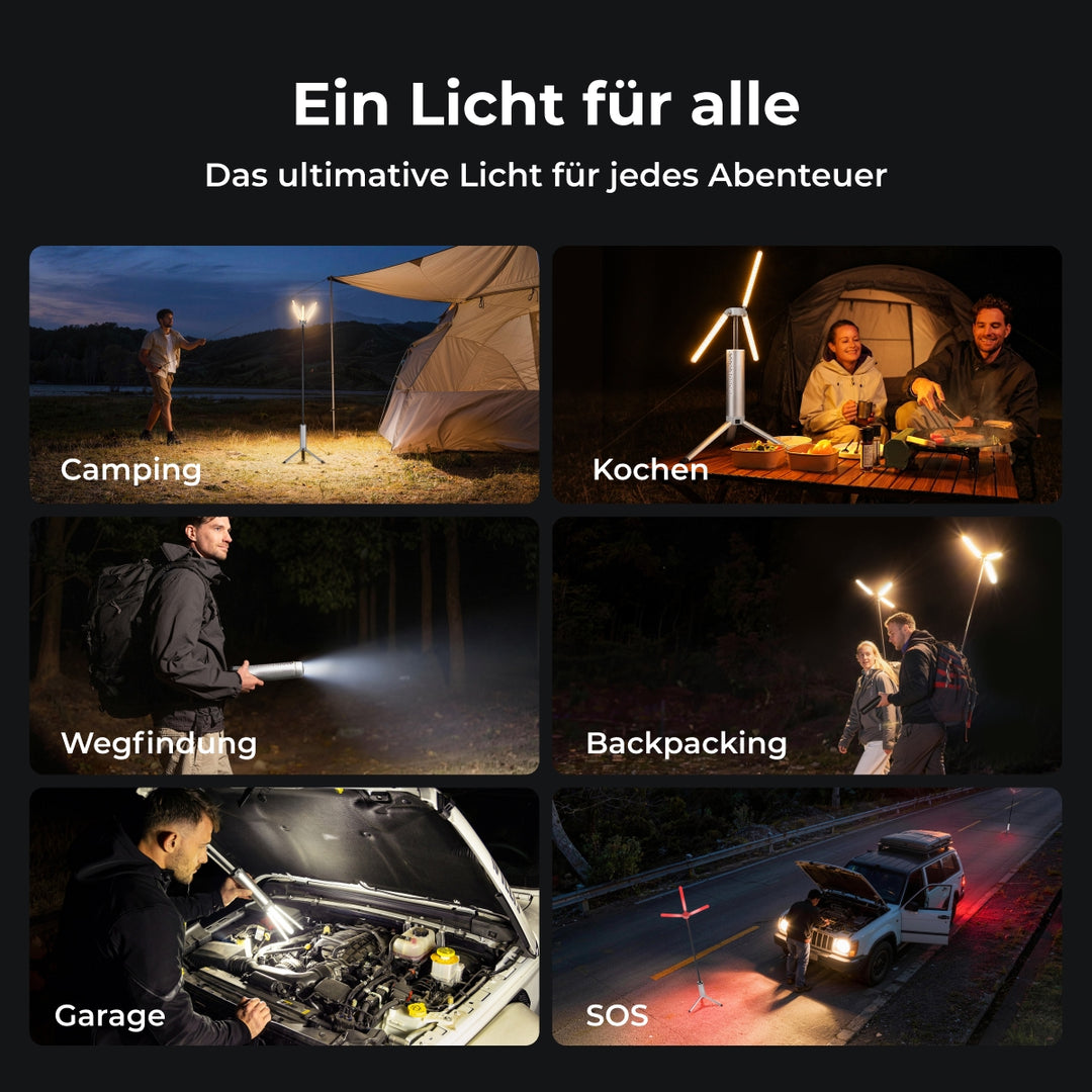 BougeRV Neue T1 tragbare teleskopische Campinglampe (Silber)