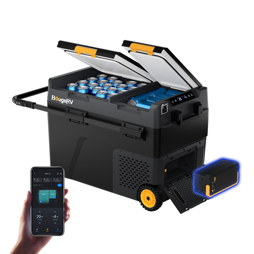 BougeRV CRD2 V2.0 49 L Zwei Zonen Doppeltür Kompressor Kühlbox Auto