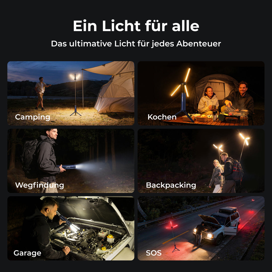 BougeRV Neue T1 tragbare teleskopische Campinglampe (Blau)