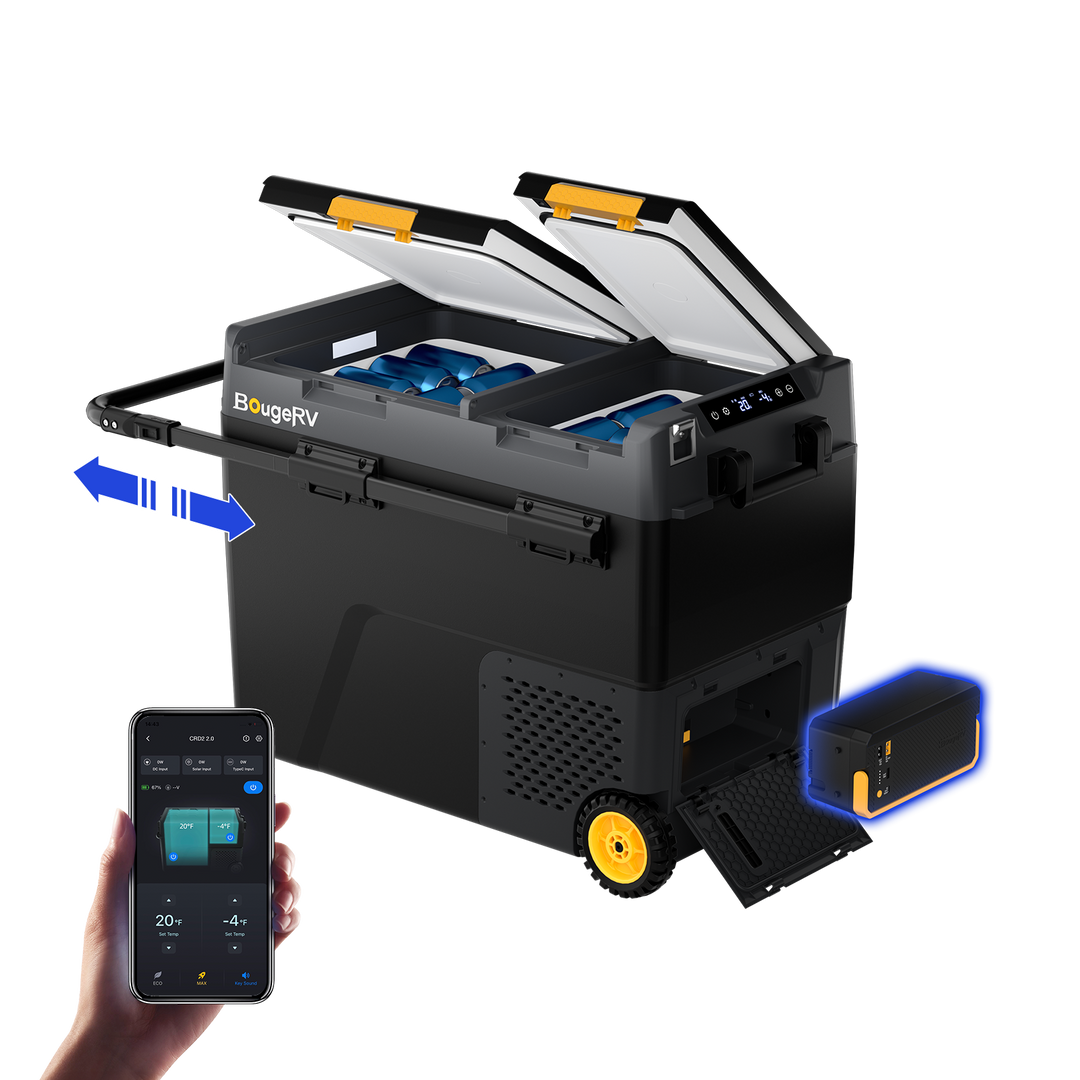 BougeRV CRD2 V2.0 57L Zwei Zonen Doppeltür Kompressor Kühlbox Auto
