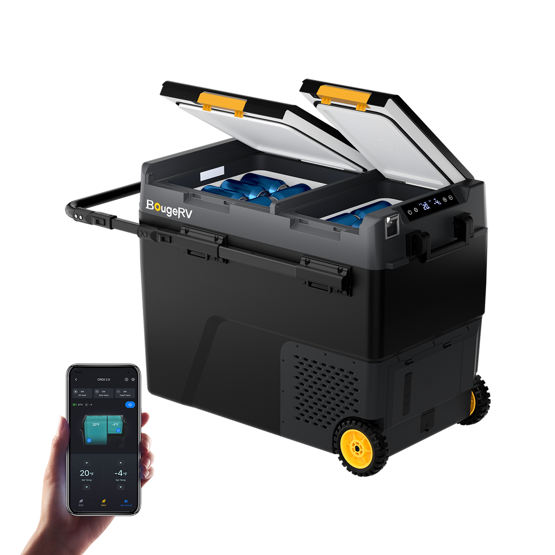 BougeRV CRD2 V2.0 57L Zwei Zonen Doppeltür Kompressor Kühlbox Auto