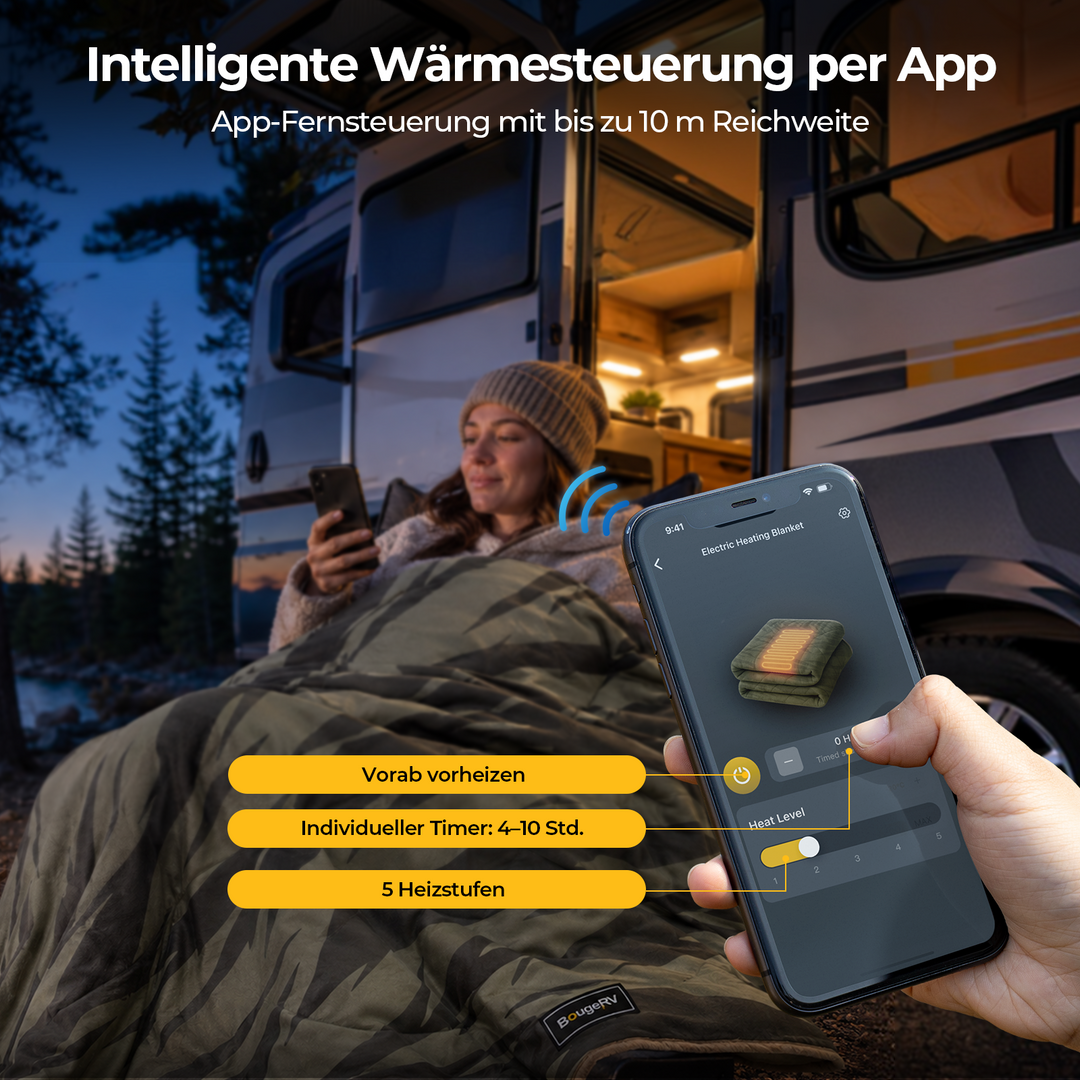 BougeRV 12V tragbare elektrische Decke (Grün)