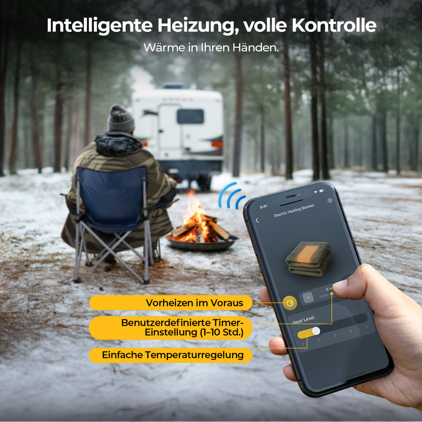 BougeRV 12V tragbare elektrische Decke (Grün)