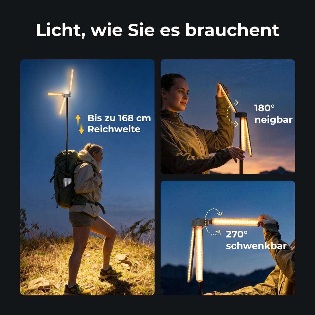BougeRV Neue T1 tragbare teleskopische Campinglampe (Silber)