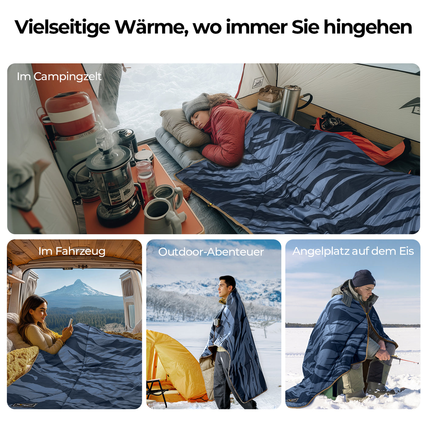 BougeRV 12V tragbare elektrische Decke (Blau)