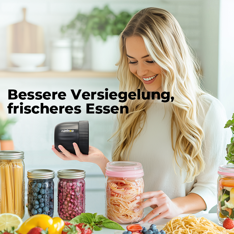 BougeRV Electric Mason Jar Vacuum Sealer Kit für Lebensmittel mit LED Anzeige
