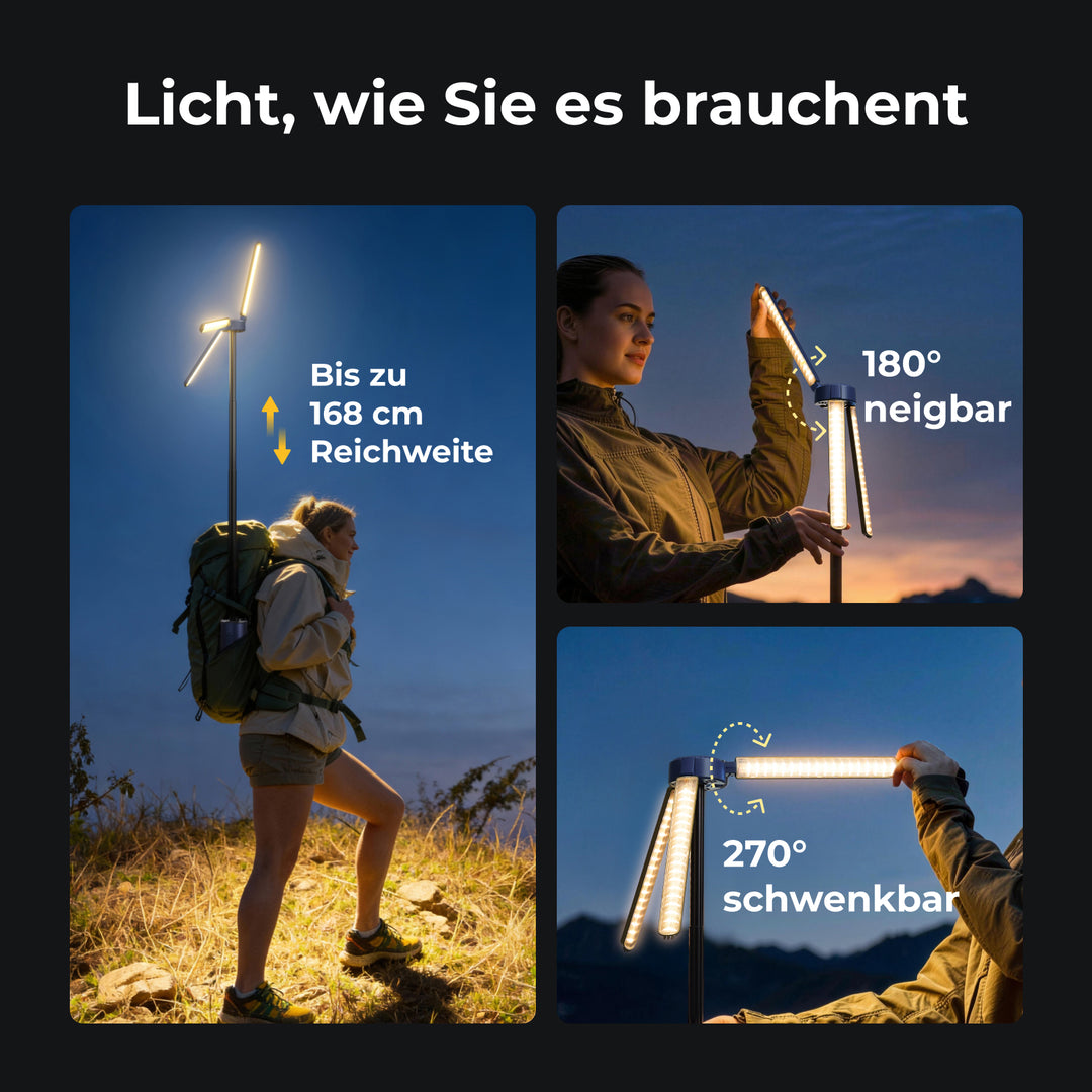 BougeRV Neue T1 tragbare teleskopische Campinglampe (Blau)