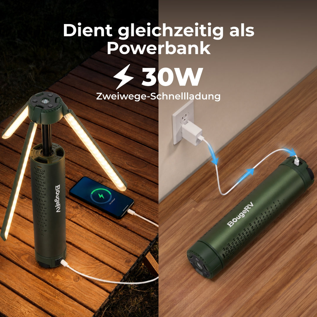 BougeRV Neue T1 tragbare teleskopische Campinglampe (Grün)