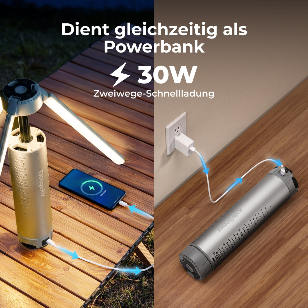 BougeRV Neue T1 tragbare teleskopische Campinglampe (Silber)