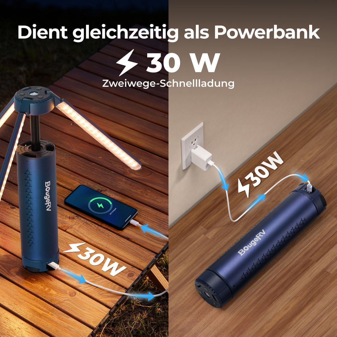 BougeRV Neue T1 tragbare teleskopische Campinglampe (Blau)