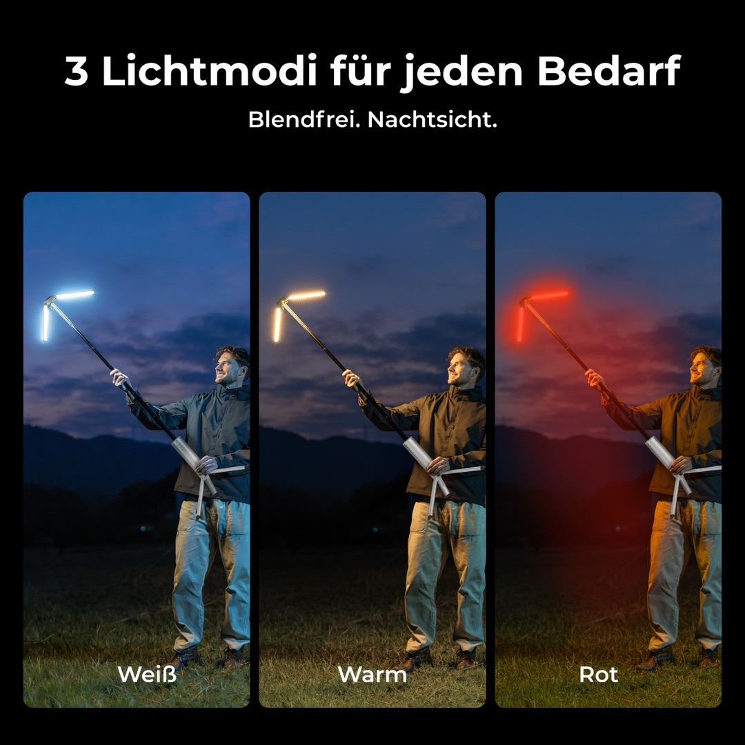 BougeRV Neue T1 tragbare teleskopische Campinglampe (Silber)