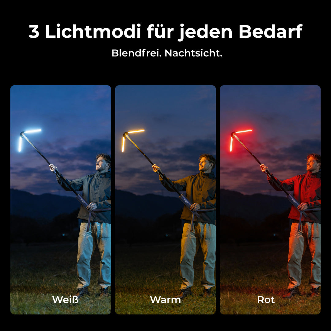 BougeRV Neue T1 tragbare teleskopische Campinglampe (Blau)