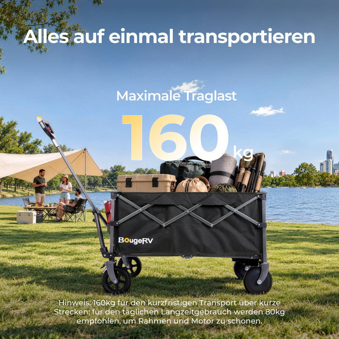 BougeRV LiteRover Faltbarer Elektro-Bollerwagen für Camping  (Schwarz)