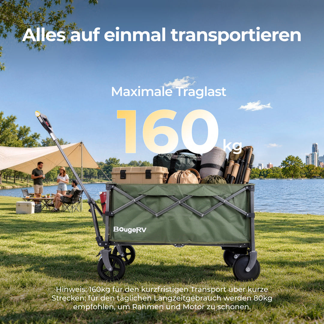 BougeRV LiteRover Faltbarer Elektro-Bollerwagen für Camping (Grün)