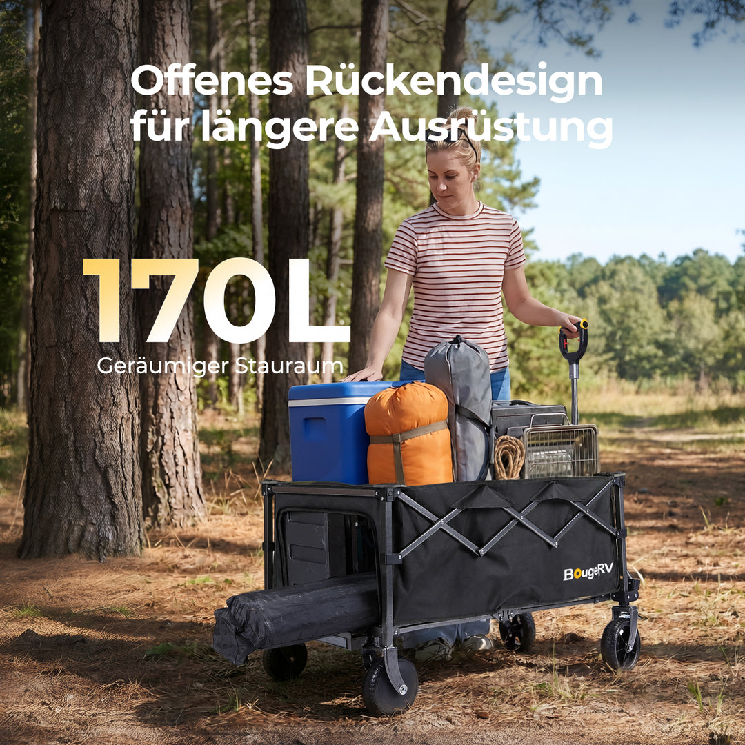 BougeRV LiteRover Faltbarer Elektro-Bollerwagen für Camping  (Schwarz)