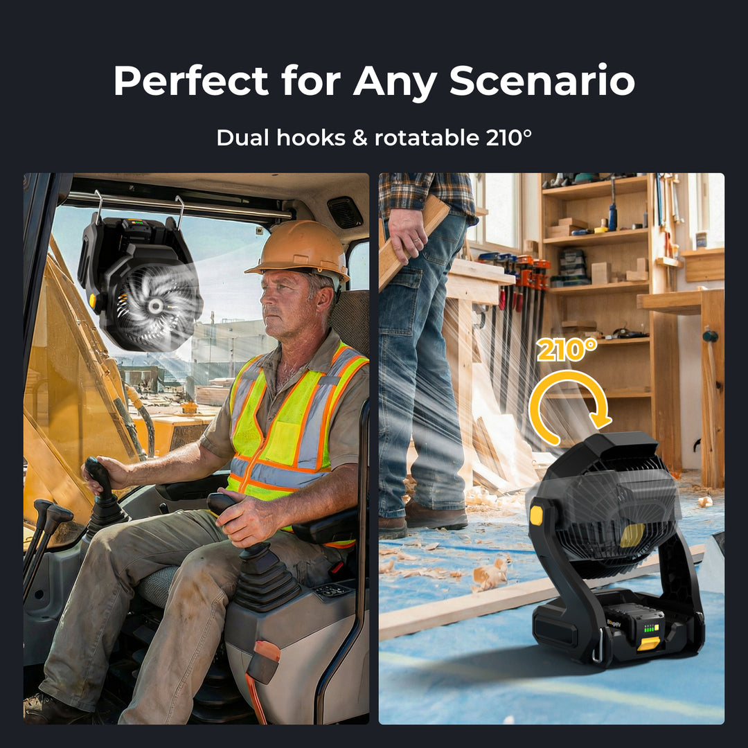 BougeRV F02 Tragbarer kabelloser Baustellen- und Außenventilator mit 144-Wh-Akku
