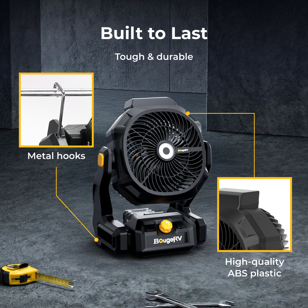 BougeRV F02 Tragbarer kabelloser Baustellen- und Außenventilator mit 144-Wh-Akku