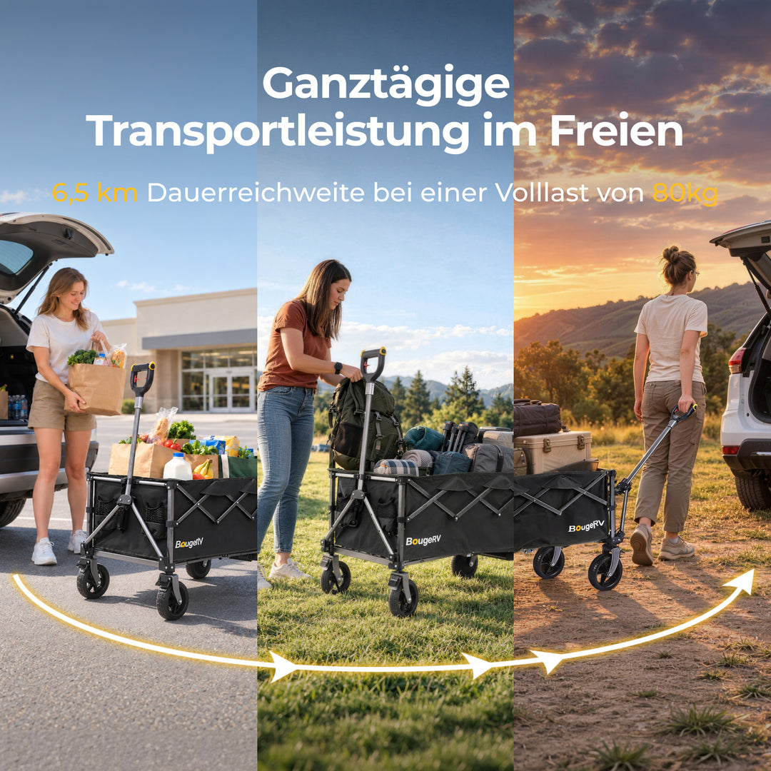 BougeRV LiteRover Faltbarer Elektro-Bollerwagen für Camping  (Schwarz)
