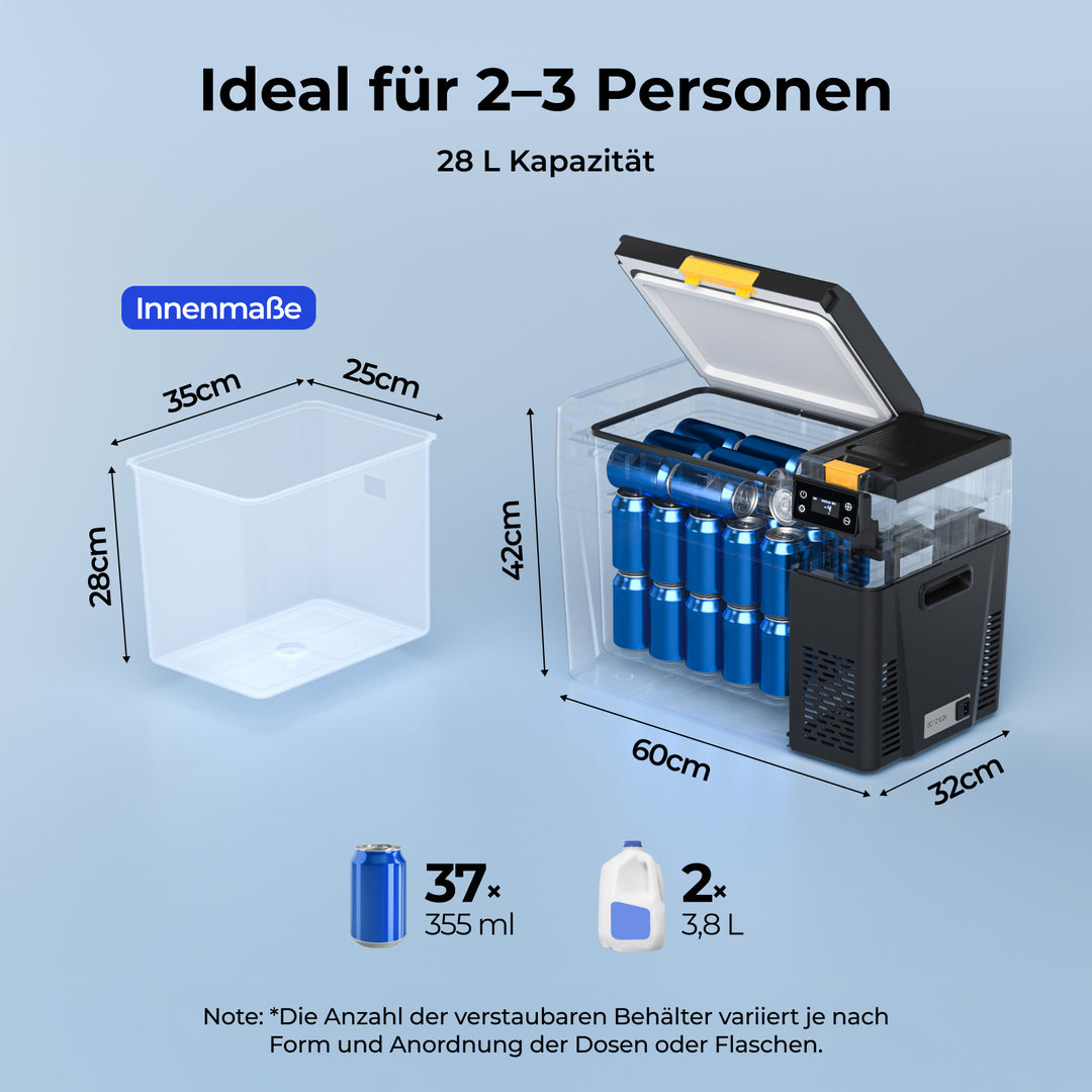 BougeRV Neuer CRX3 28 L tragbarer Kühl- und Gefrierschrank für das Auto